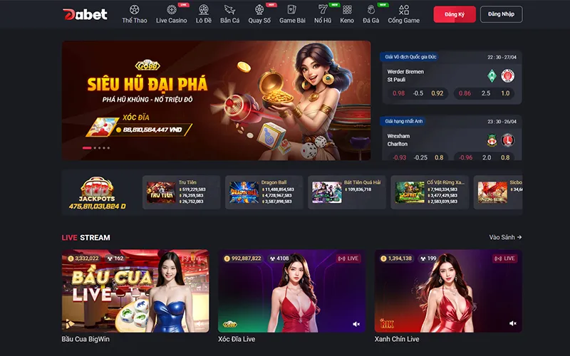 Giao diện trang chủ DABET dễ sử dụng, hỗ trợ người chơi tối đaGiao diện trang web DABET trực quan, tối ưu mọi thiết bị