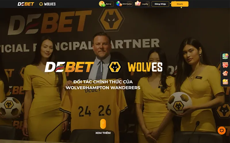 DEBET trở thành nhà tài trợ chính của Wolves, đòn bẩy thương hiệu tầm châu ÂuAlt ảnh: DEBET tài trợ CLB Wolves mùa giải 2024/25