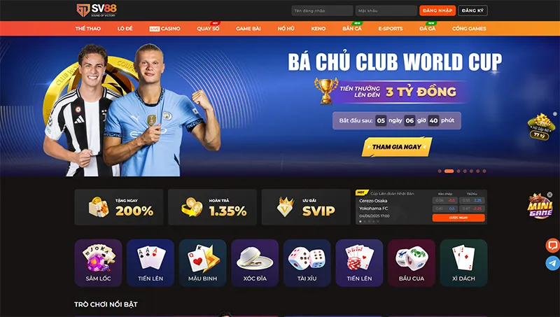 Giao diện website SV88 được tối ưu hoàn hảo trên mọi thiết bịAlt ảnh: Giao diện người dùng SV88 trực quan, hỗ trợ tiếng Việt